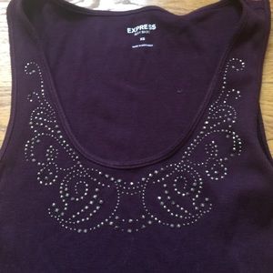 Express ribbed embellished tank purple, Sz XS